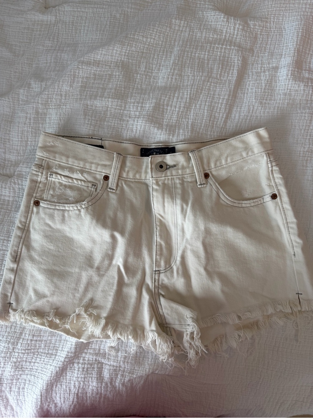 Lucky Brand Cream Frayed Hem Denim Shorts
